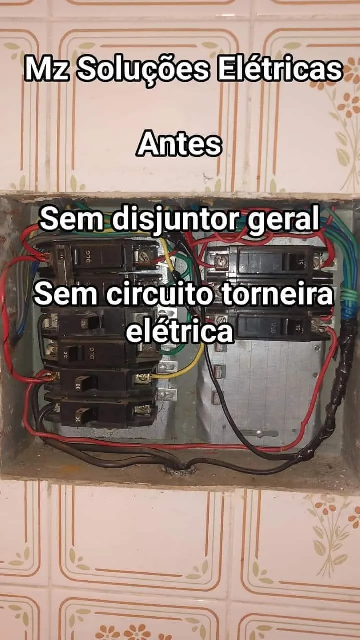 Antes: Quadro revisado: disjuntor geral e circuito da torneira elétrica