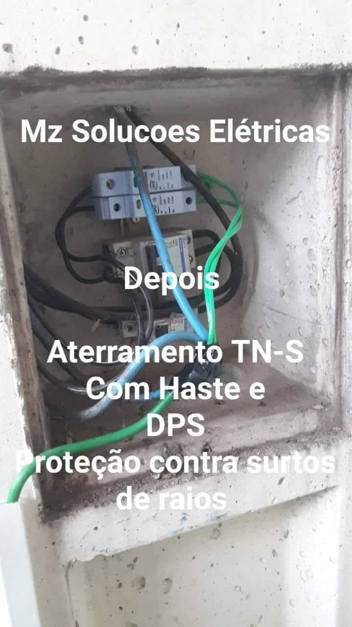 Depois: Aterramento TN-S com haste e DPS contra surtos